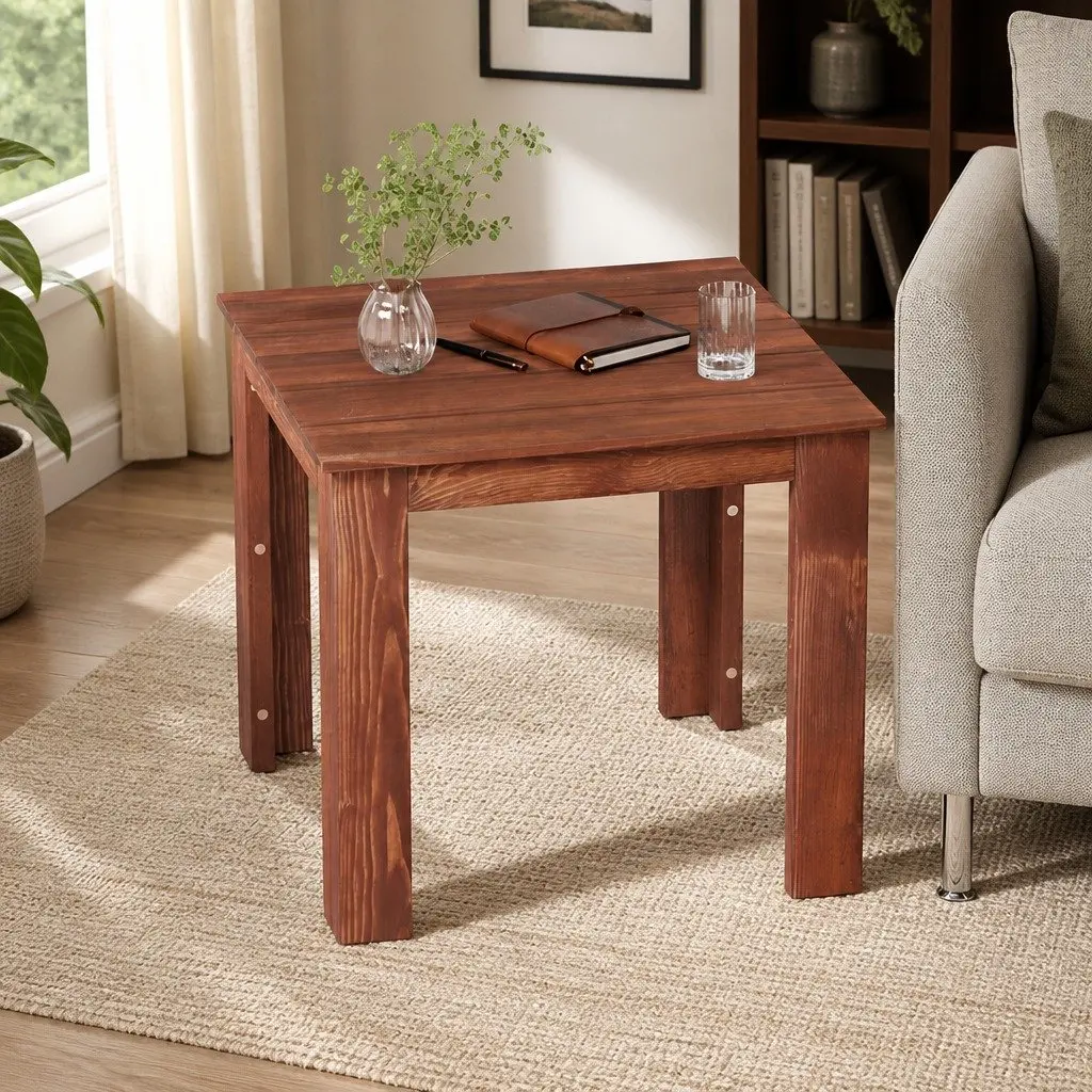 Wooden Side Coffee Table Outdoor Use 44.5 x 44.5 x 41 cm