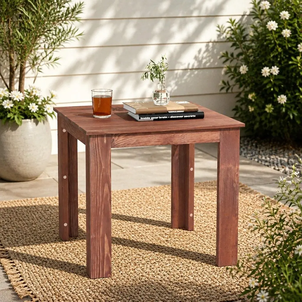 Wooden Side Coffee Table Outdoor Use 44.5 x 44.5 x 41 cm