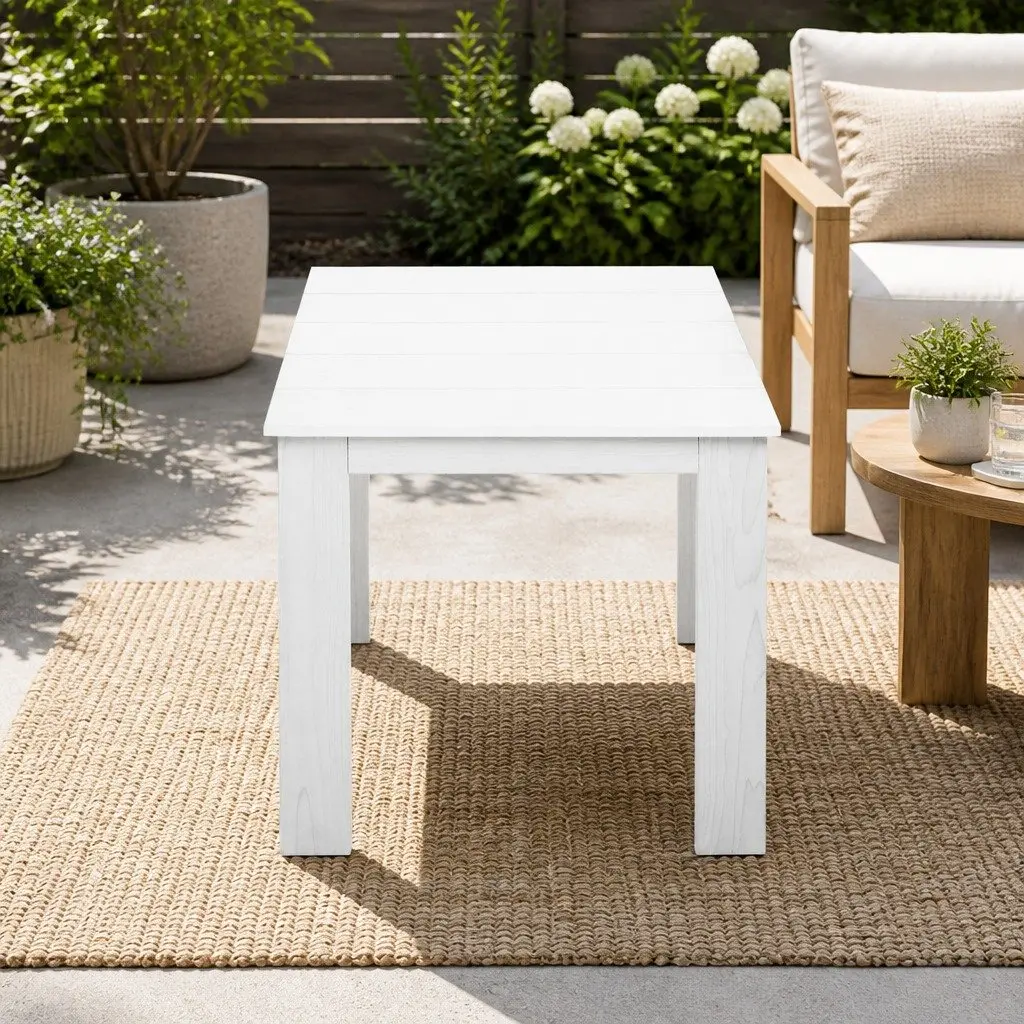 Wooden Side Table Coffee Desk Outdoor Furniture Garden Patio White Square