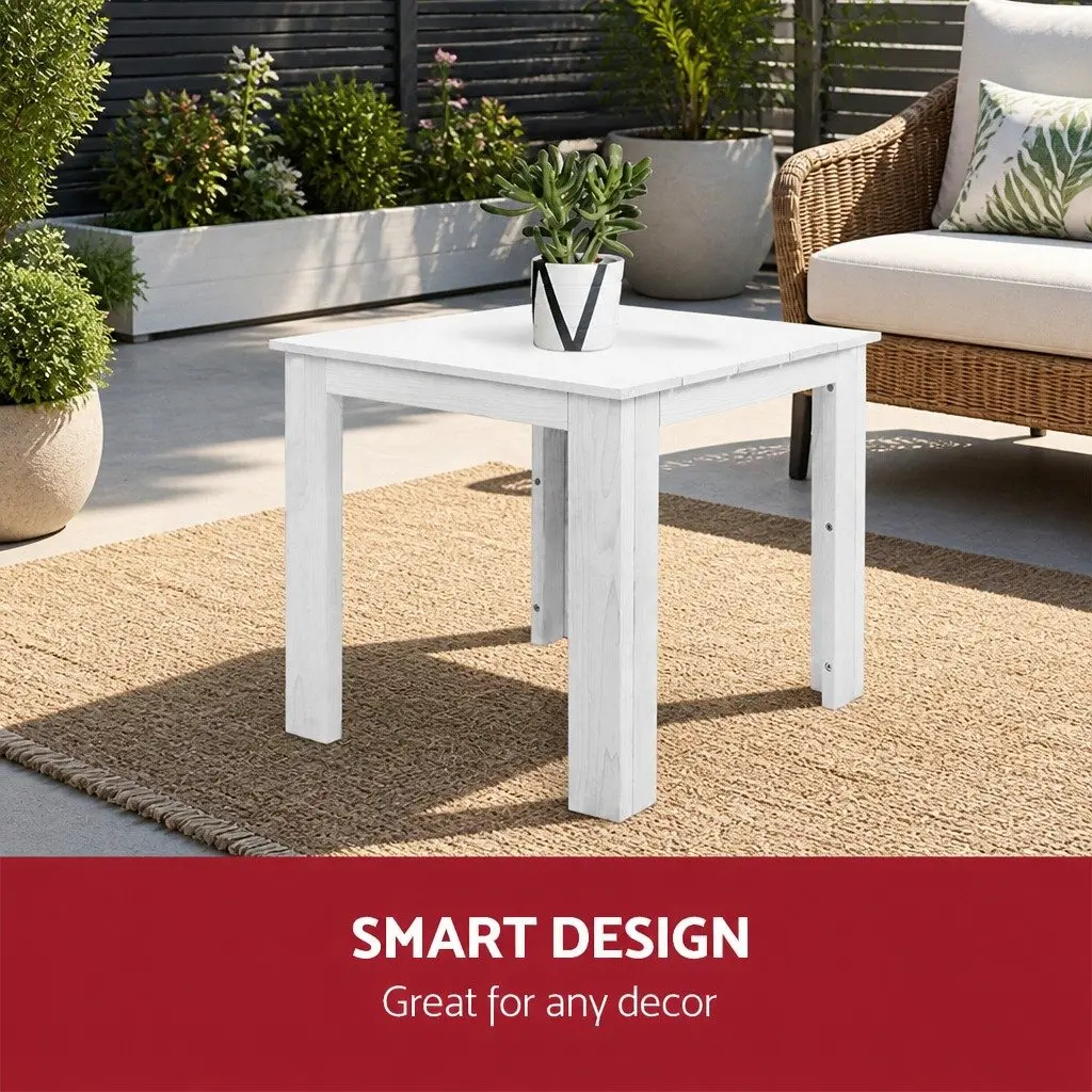 Wooden Side Table Coffee Desk Outdoor Furniture Garden Patio White Square