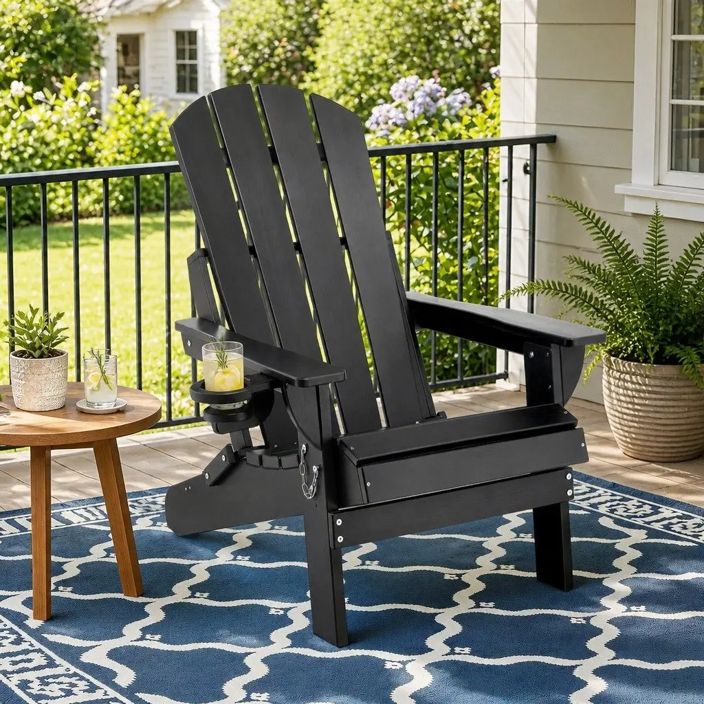 Black Adirondack Folding Chair