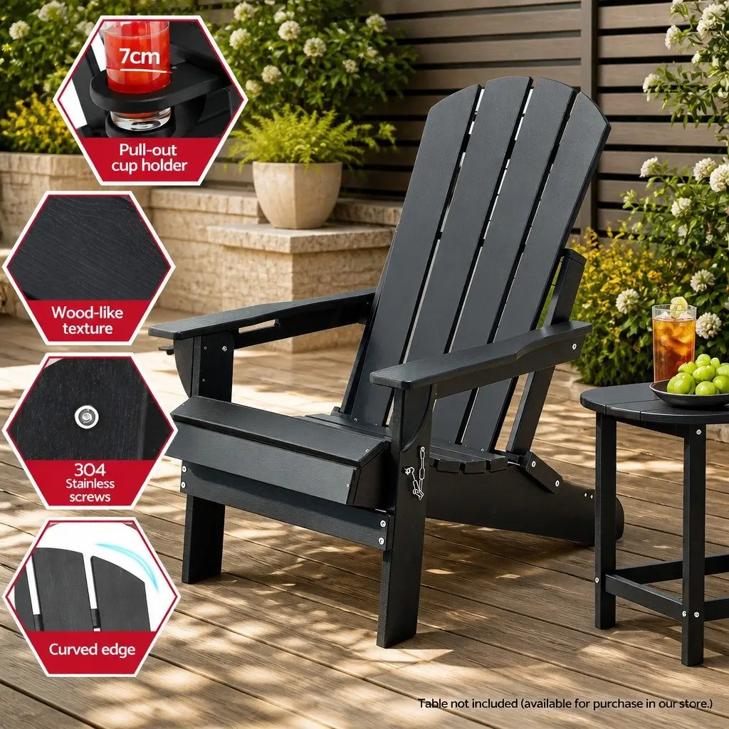 Black Adirondack Folding Chair