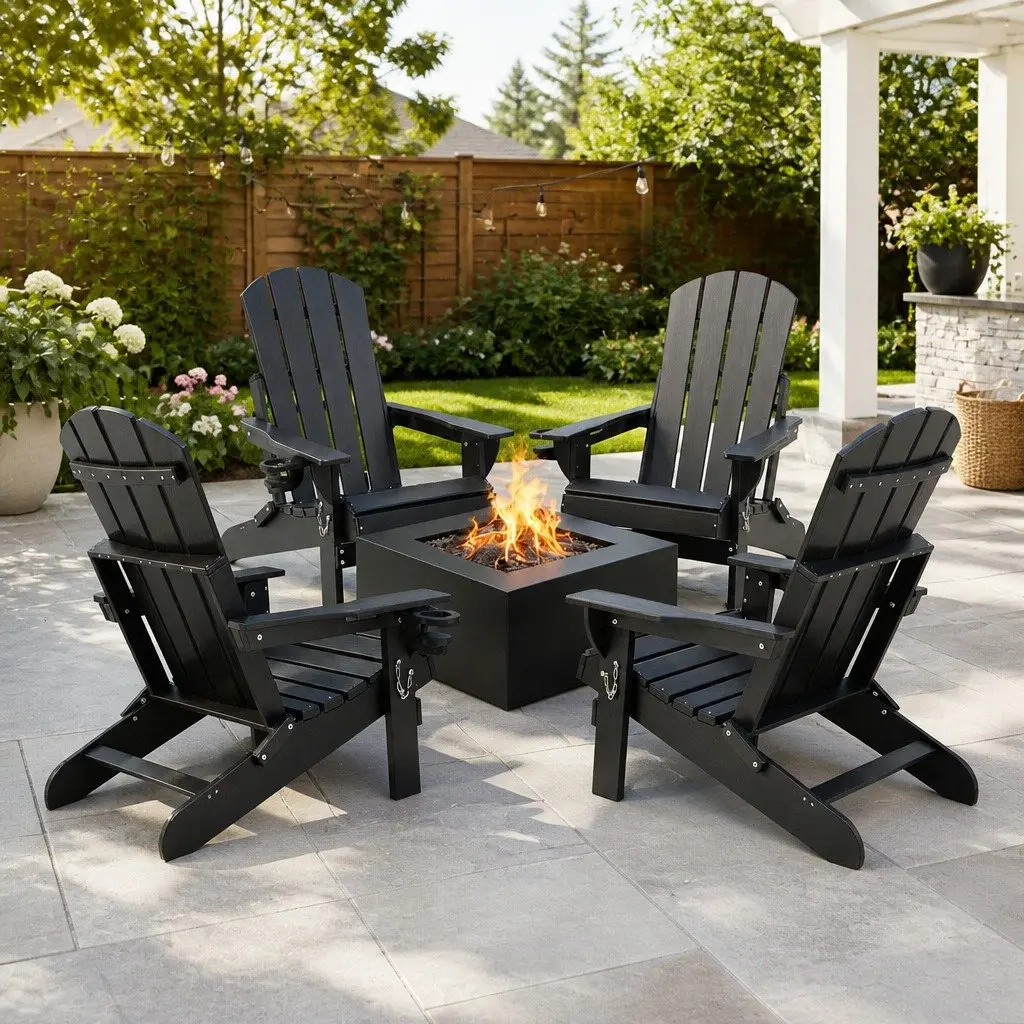 Black Adirondack Folding Chair