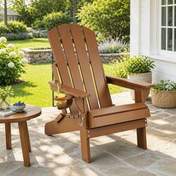 Outdoor Adirondack Folding Chair Sun Lounge Beach Patio Garden Furniture Brown