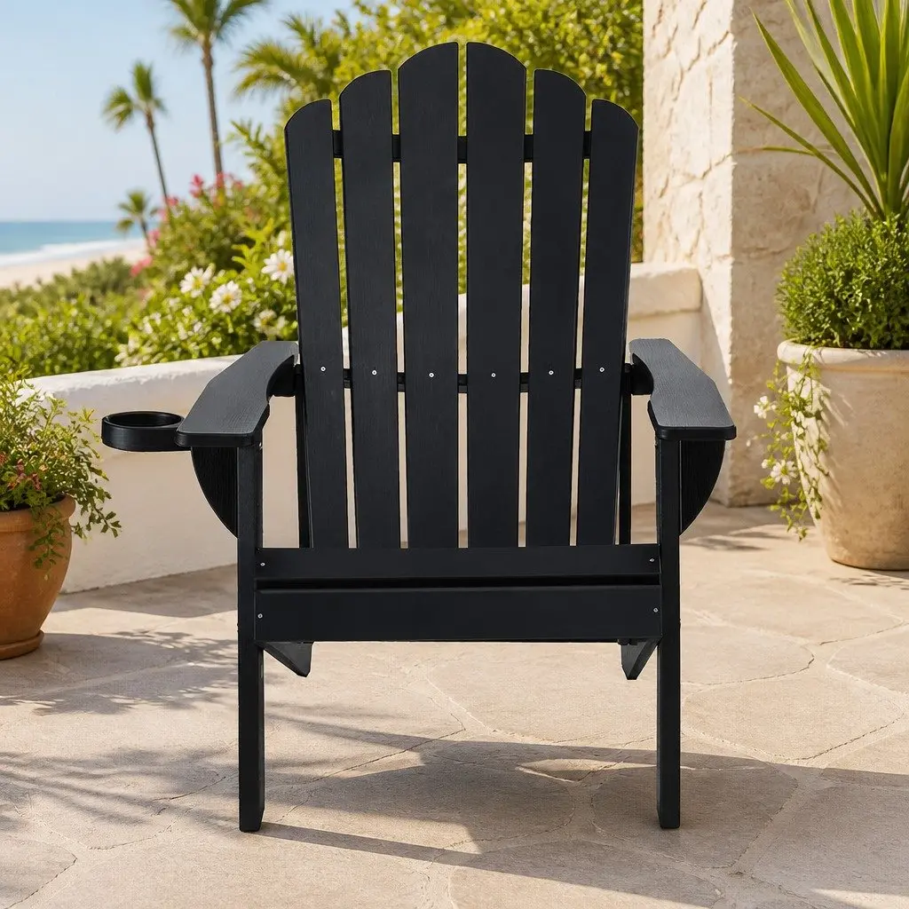 Adirondack Chair Outdoor Patio Beach Garden Furniture Black 80 x 90 x 94cm