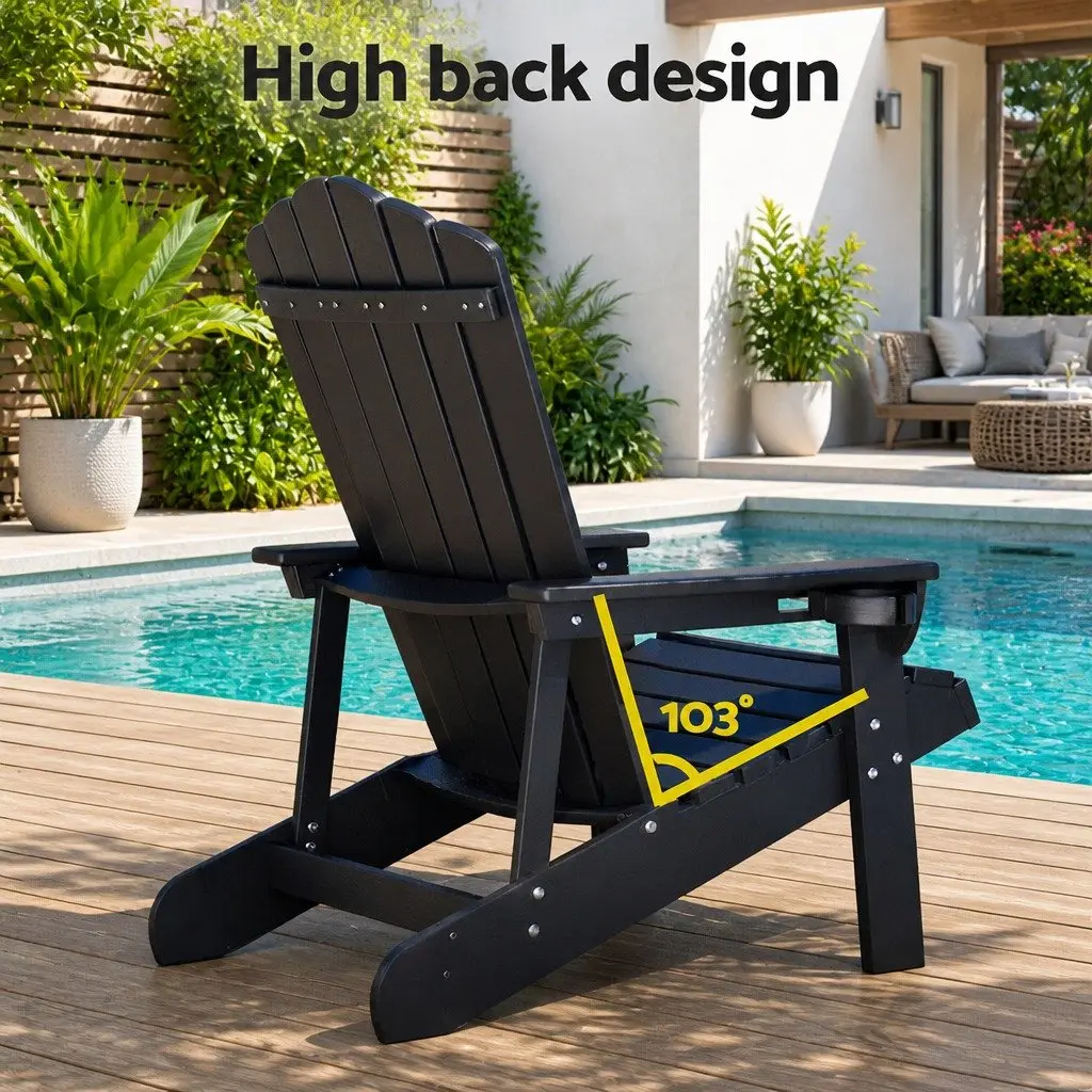 Adirondack Chair Outdoor Patio Beach Garden Furniture Black 80 x 90 x 94cm
