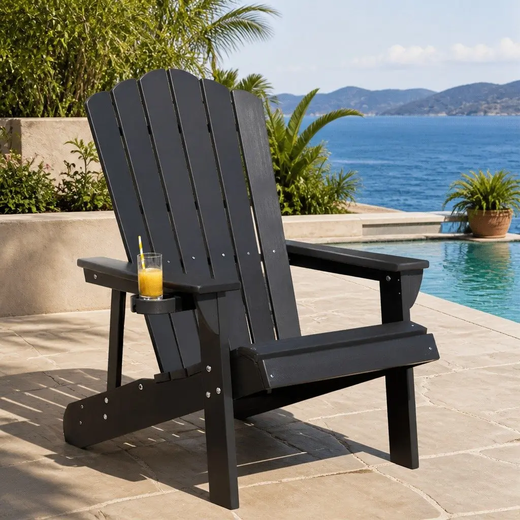 Adirondack Chair Outdoor Patio Beach Garden Furniture Black 80 x 90 x 94cm