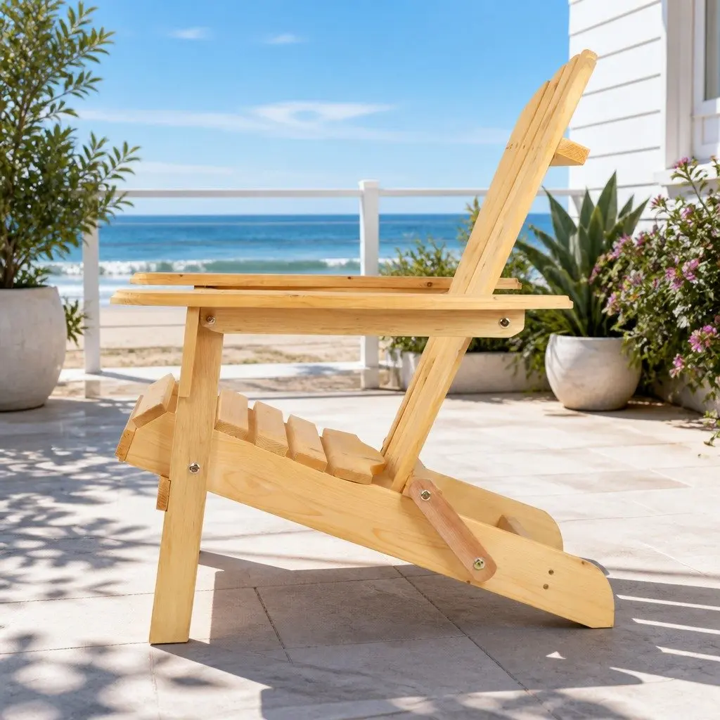 Adirondack Outdoor Table and Chairs Set 3 Piece Wooden Foldable Patio Beach