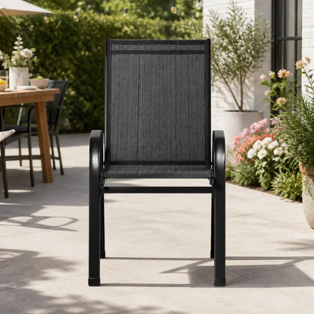 Outdoor Dining Chairs Set for Patio 6 Piece Black