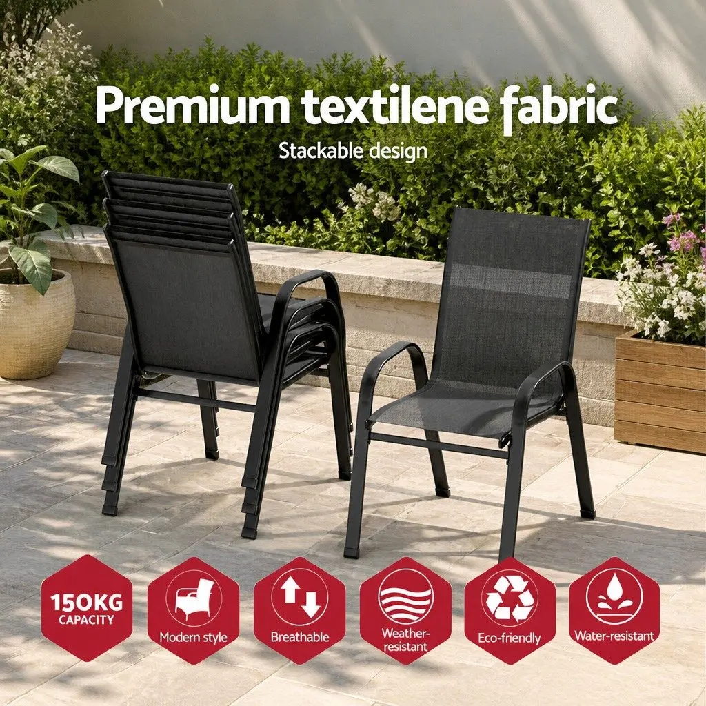 Outdoor Dining Chairs Set for Patio 6 Piece Black