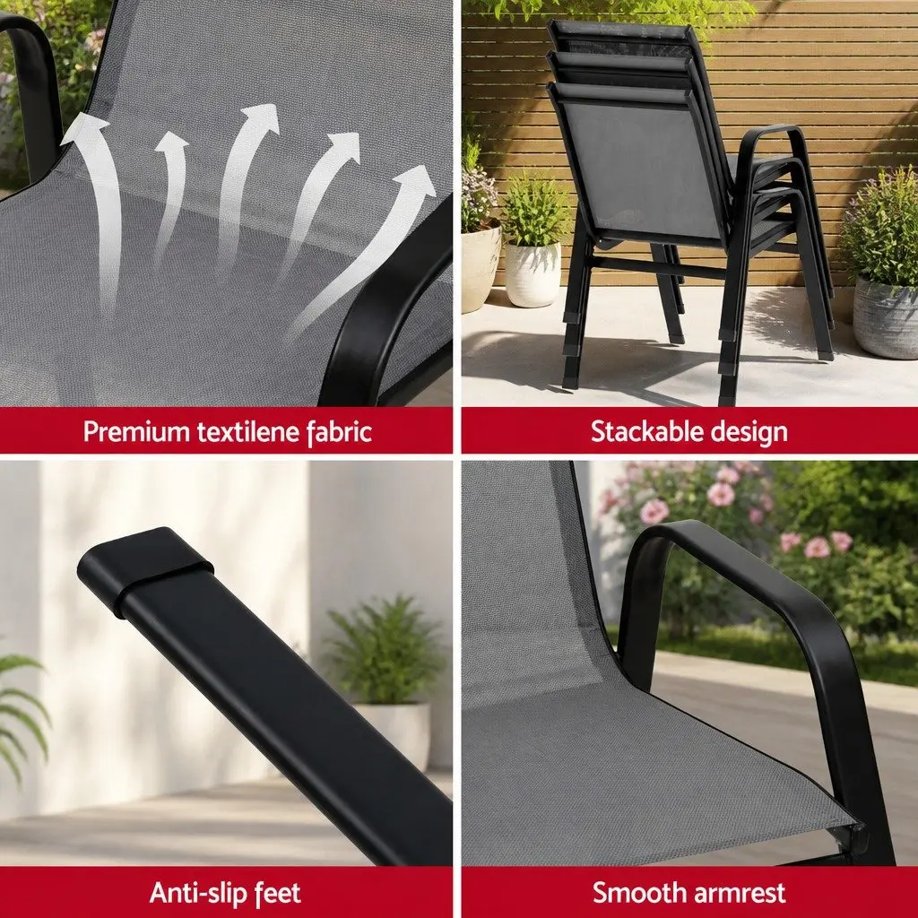 Stackable Outdoor Dining Chairs Set