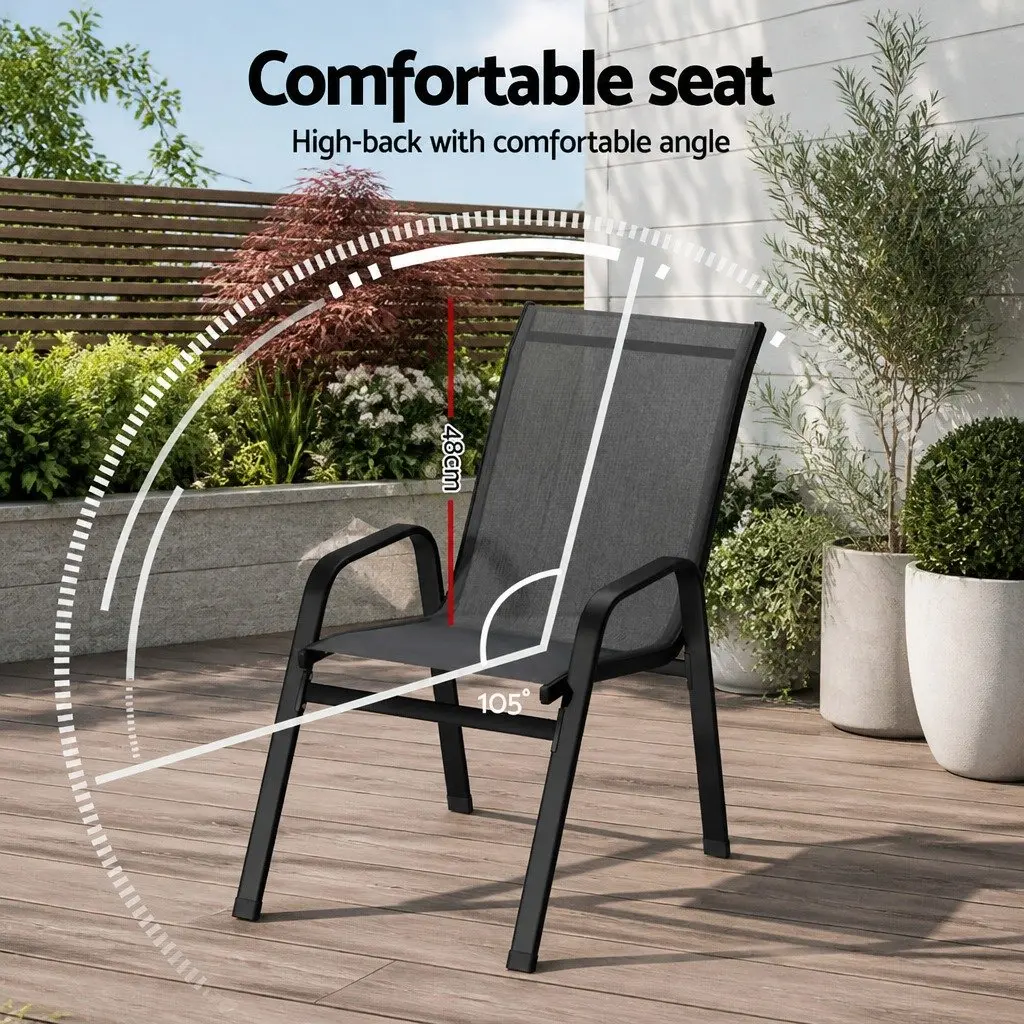 Stackable Outdoor Dining Chairs Grey Patio Lounge Furniture Garden Set of 4