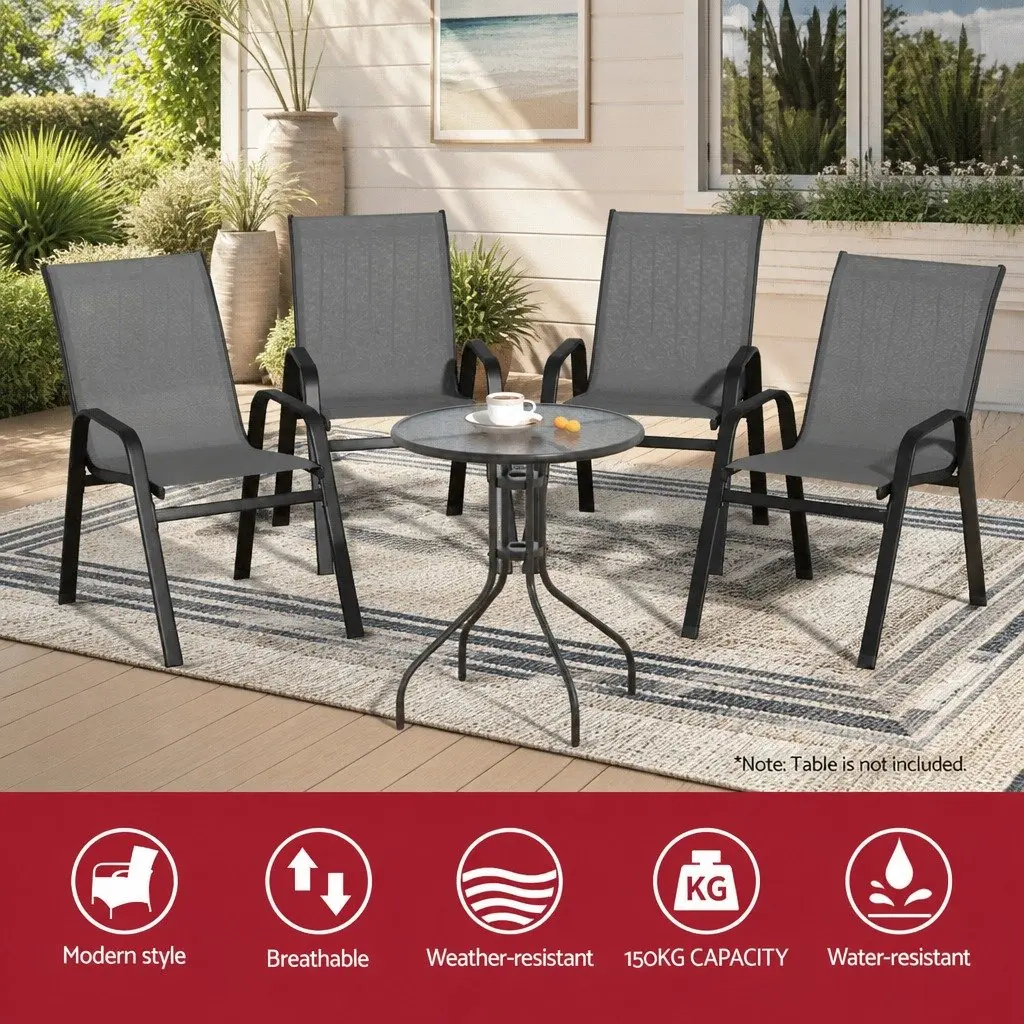 6PC Outdoor Stackable Dining Chairs Set