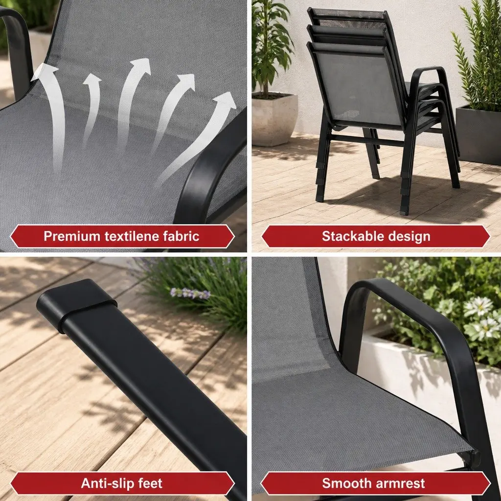 6PC Outdoor Stackable Dining Chairs Set