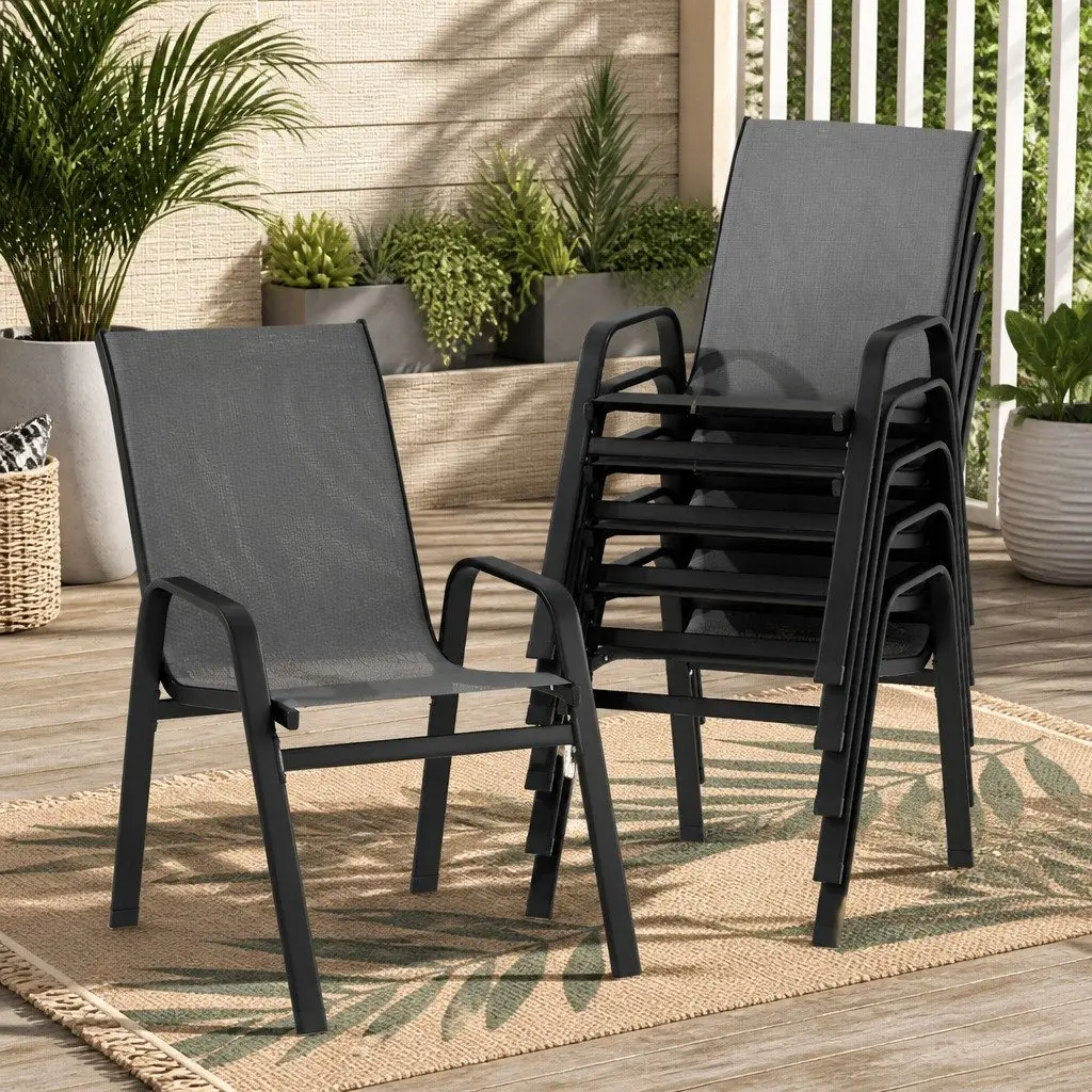 6PC Outdoor Stackable Dining Chairs Set
