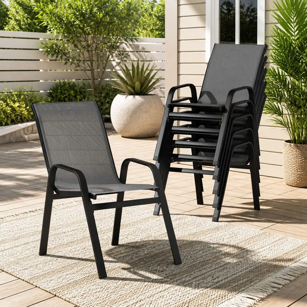 6PC Outdoor Stackable Dining Chairs Set