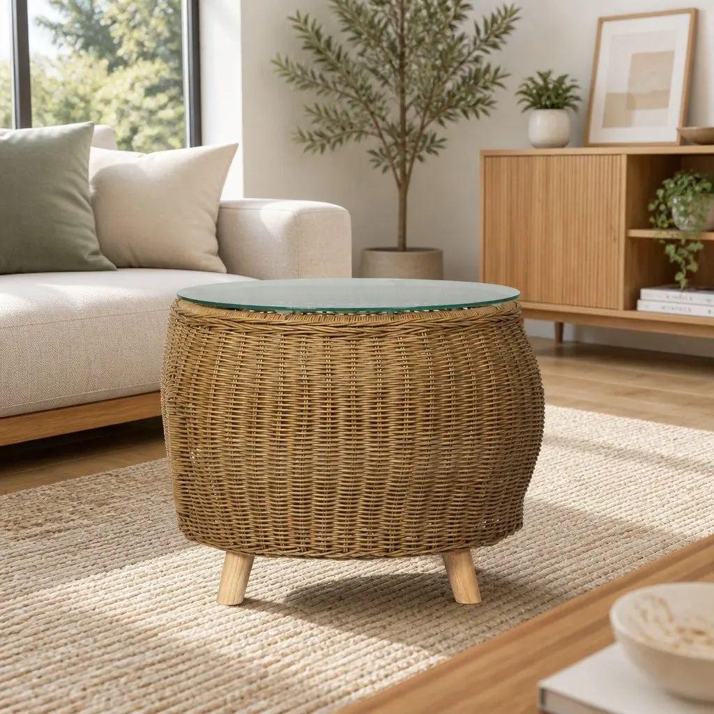Coffee Side Table Wicker Aluminium Frame Pet Bed Storage Indoor Outdoor