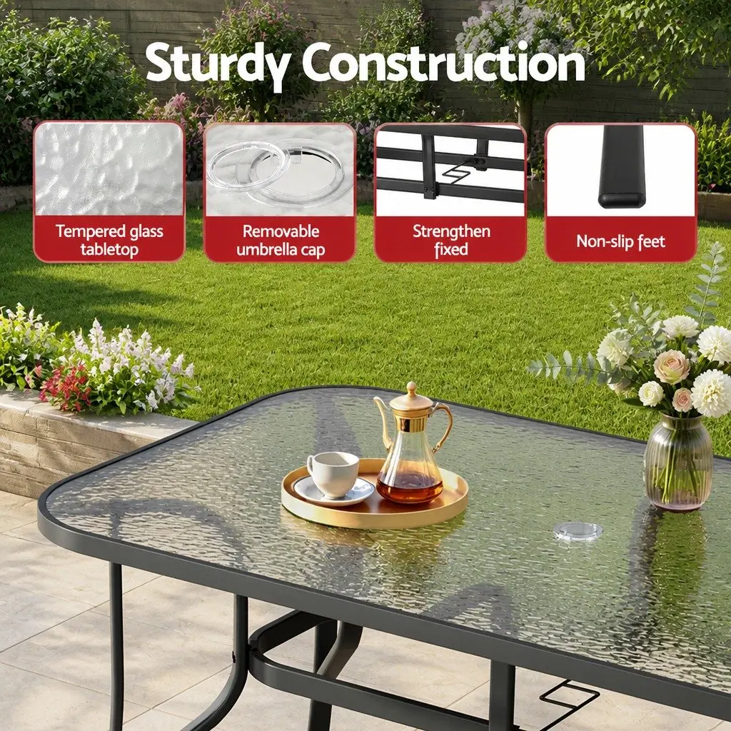 Outdoor Dining Set Patio Garden 5 Piece Stackable Grey