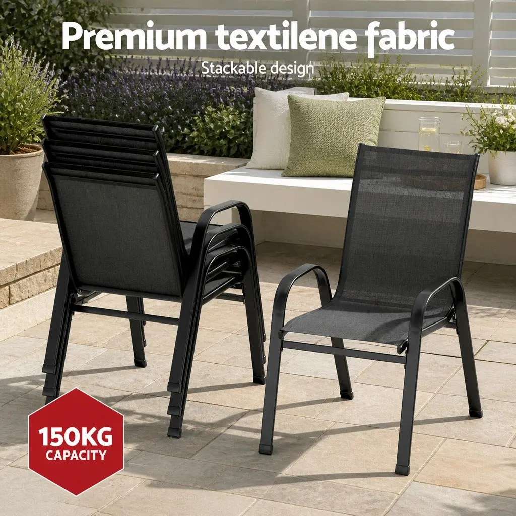 7 Piece Outdoor Dining Set for Patio Garden Black Table and Chairs