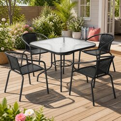 Specifications for 5 Piece Outdoor Dining Set: Steel Frame