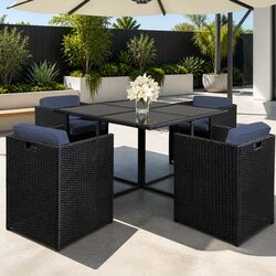 5 Piece Outdoor Dining Set with Dimensions and Details