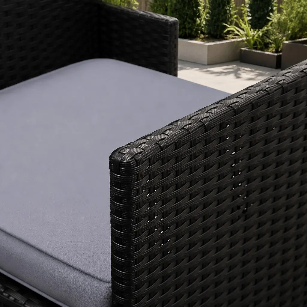 Outdoor Dining Set 5 Piece Wicker Table Chairs Black Patio Furniture Setting