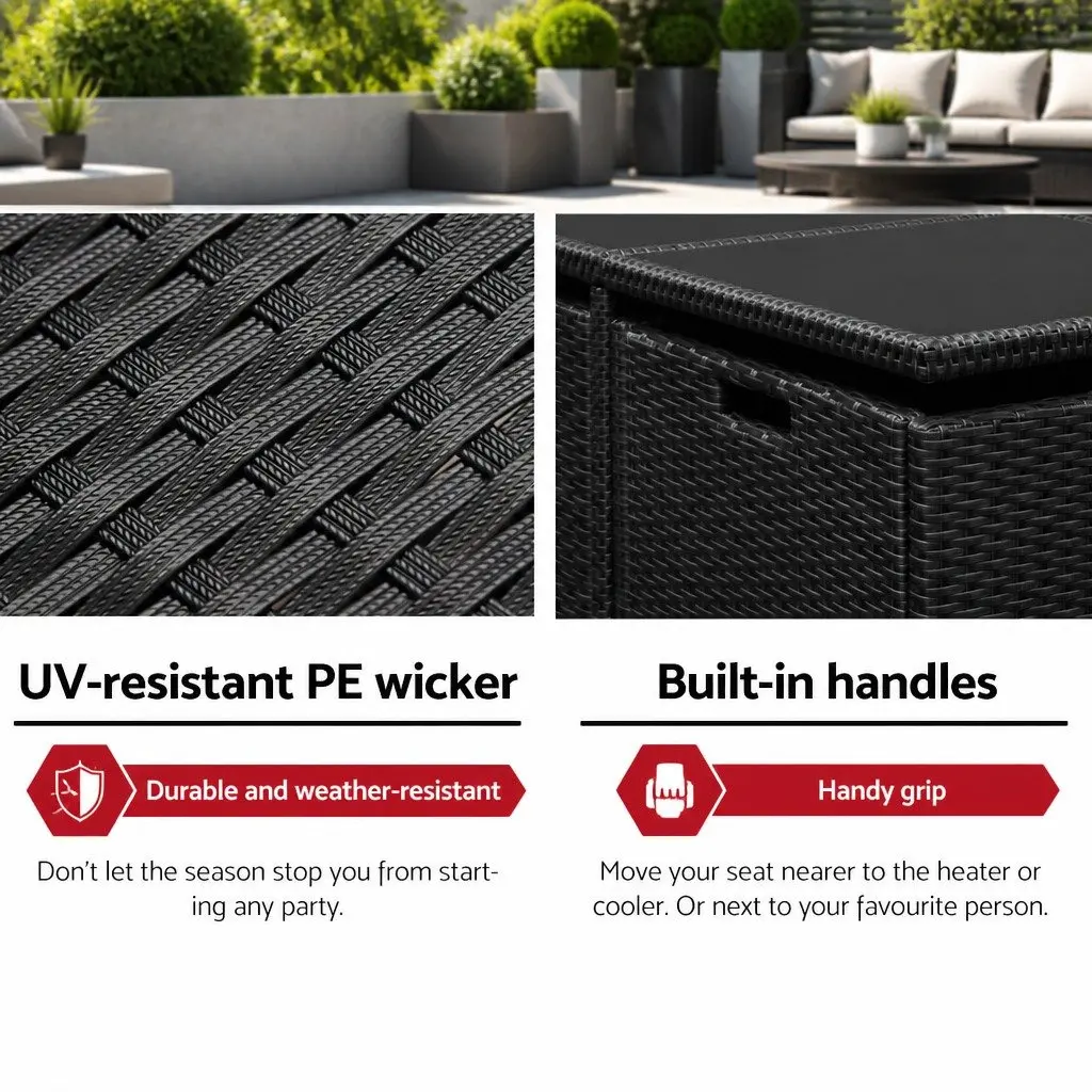 Outdoor Dining Set 5 Piece Wicker Table Chairs Black Patio Furniture Setting