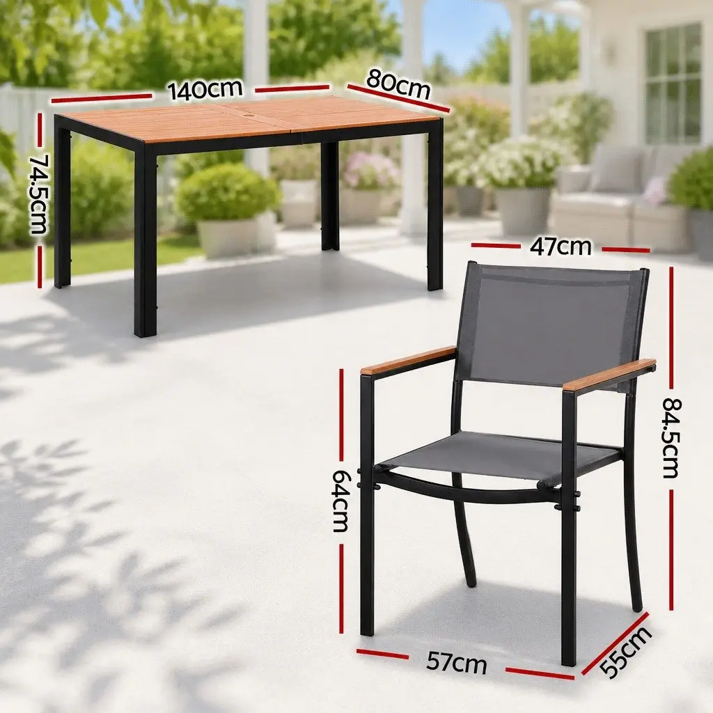 7PCS Outdoor Dining Set Table and Chairs Patio Garden Furniture Bistro Black