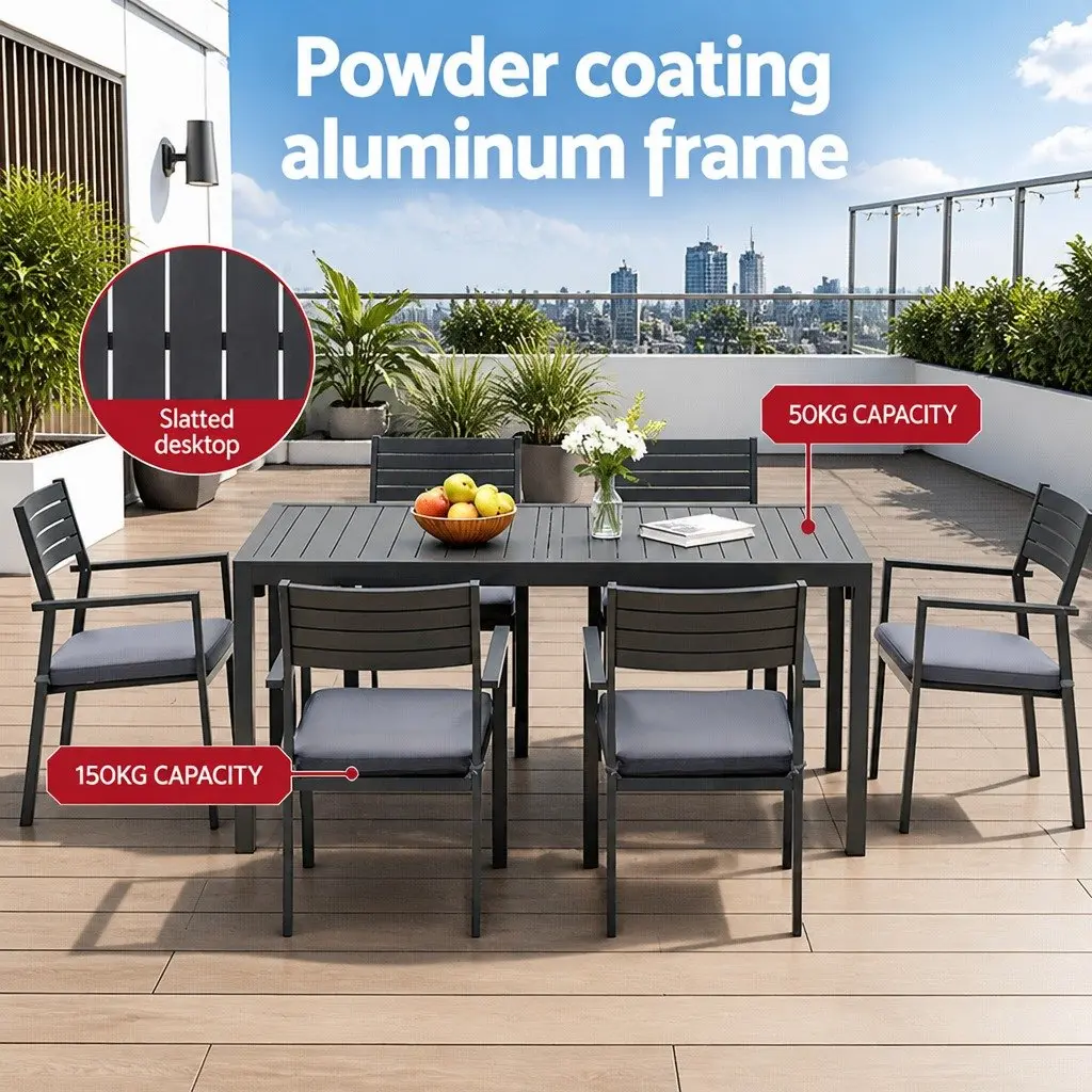 Outdoor Dining Set 9 Piece Extendable Aluminium Table Chairs Patio Furniture