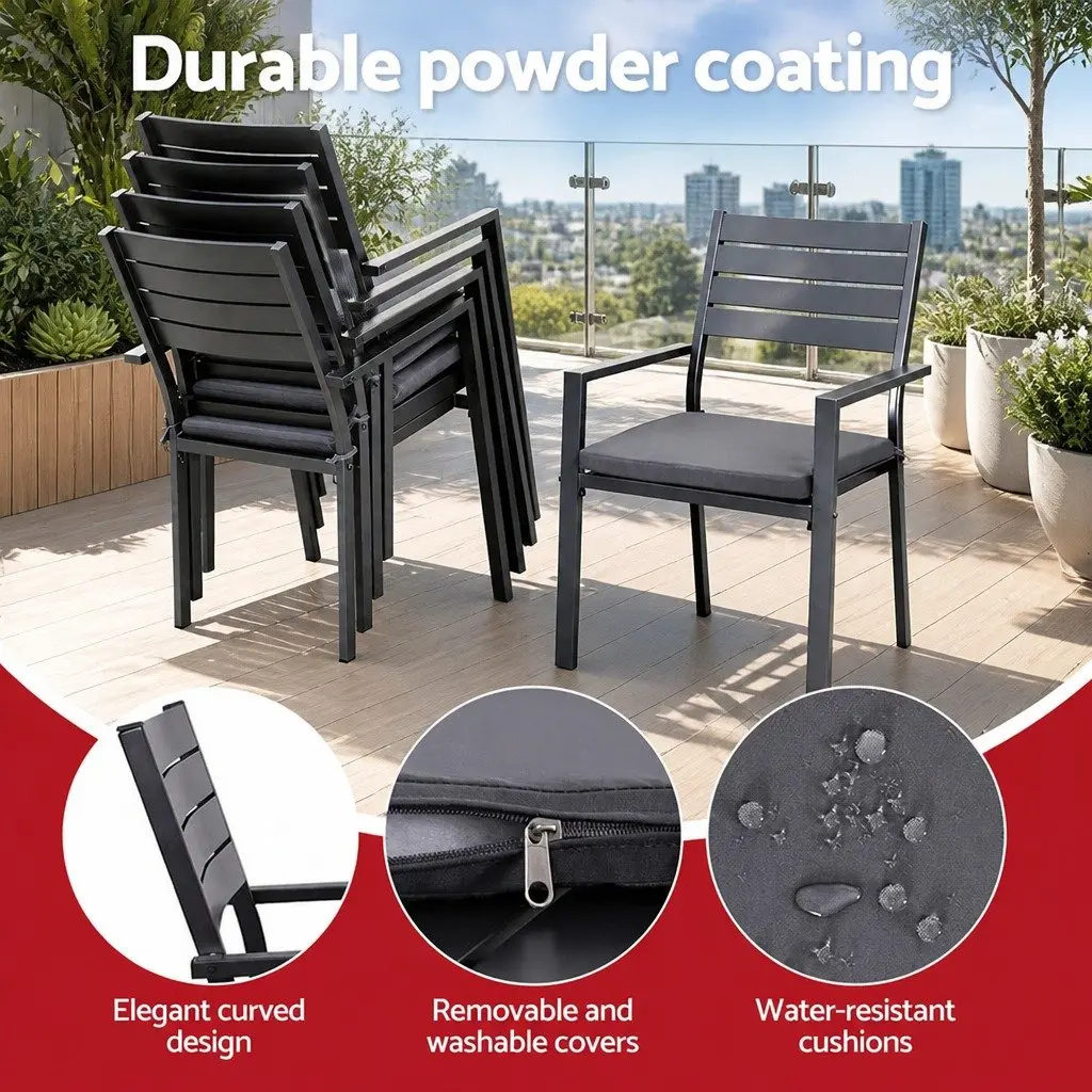 Outdoor Dining Set 9 Piece Extendable Aluminium Table Chairs Patio Furniture