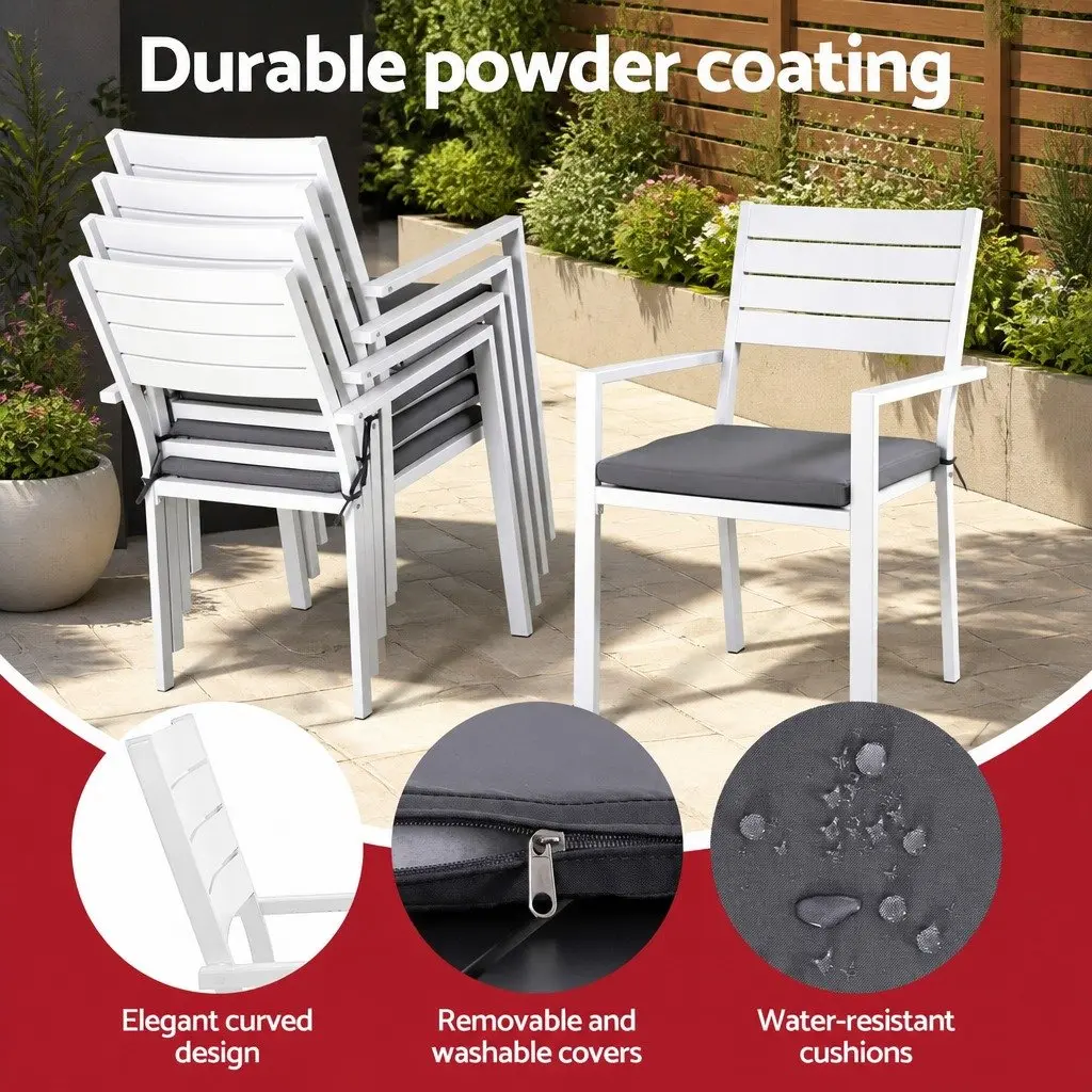 Outdoor Dining Set 9 Piece Extendable Table and 8 Chairs Patio Furniture