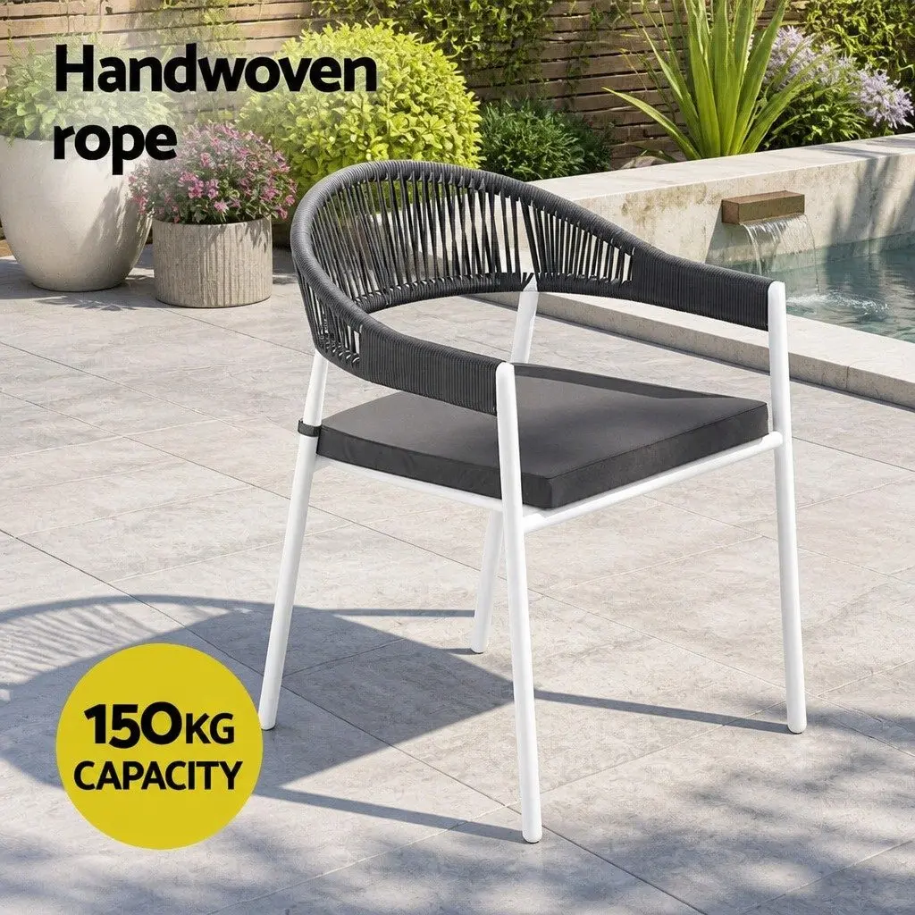 Outdoor Dining Set 9 Piece Grey Steel Table Chairs with Cushions