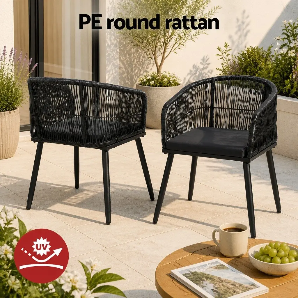 Outdoor Dining Set Garden Patio 5 Piece Black Table Chairs