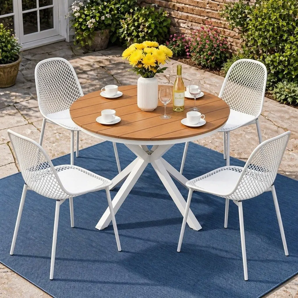 Outdoor Dining Set Patio Garden 5 Piece Table and Chairs