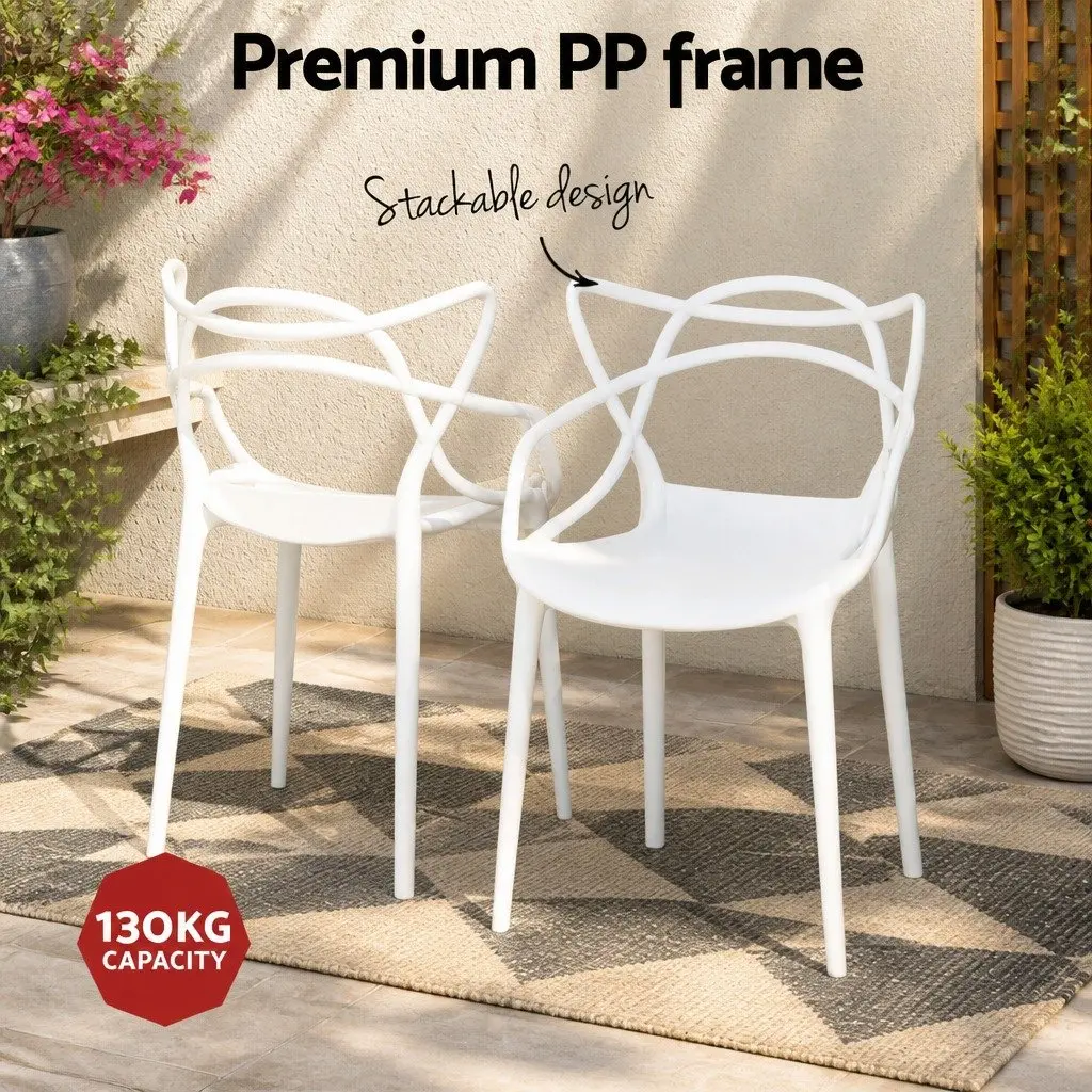 5 Piece Outdoor Dining Set White Table Chairs Patio Garden Furniture Stackable