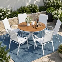 Factual 7 Piece Outdoor Dining Set with Dimensions and Specs