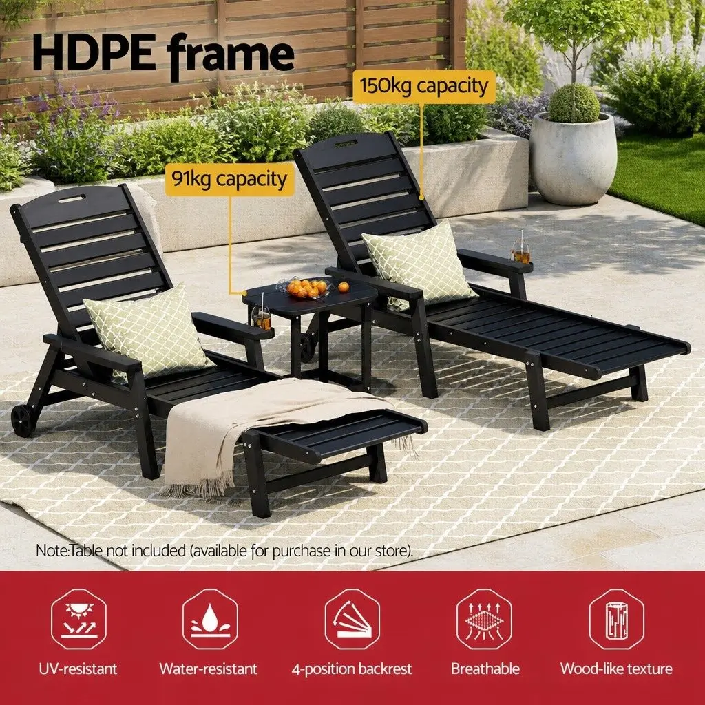 Sun Lounge Chair Set for Patio Adjustable Reclining 2 Piece