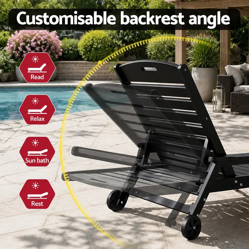 Sun Lounge Chair Set for Patio Adjustable Reclining 2 Piece