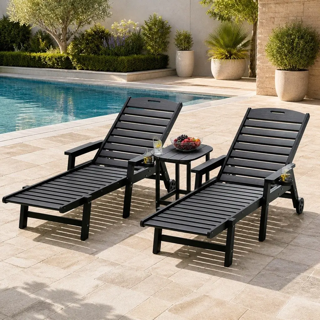 Sun Lounge Chair Set for Patio Adjustable Reclining 2 Piece