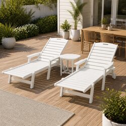 3-Piece Adjustable Sun Lounger Set with Side Table