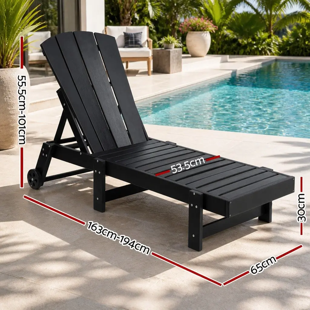 Sun Lounger Chaise Lounge Chair Outdoor Poolside Adjustable 4-Position 163194 x 82 x 55.5 101cm