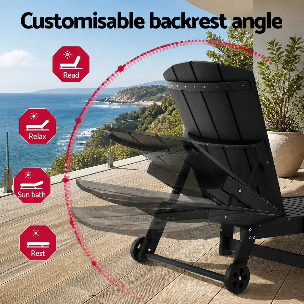 Sun Lounger Chaise Lounge Chair Outdoor Poolside Adjustable 4-Position 163194 x 82 x 55.5 101cm