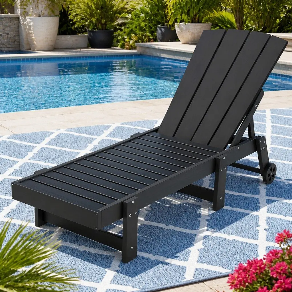 Sun Lounger Chaise Lounge Chair Outdoor Poolside Adjustable 4-Position 163194 x 82 x 55.5 101cm
