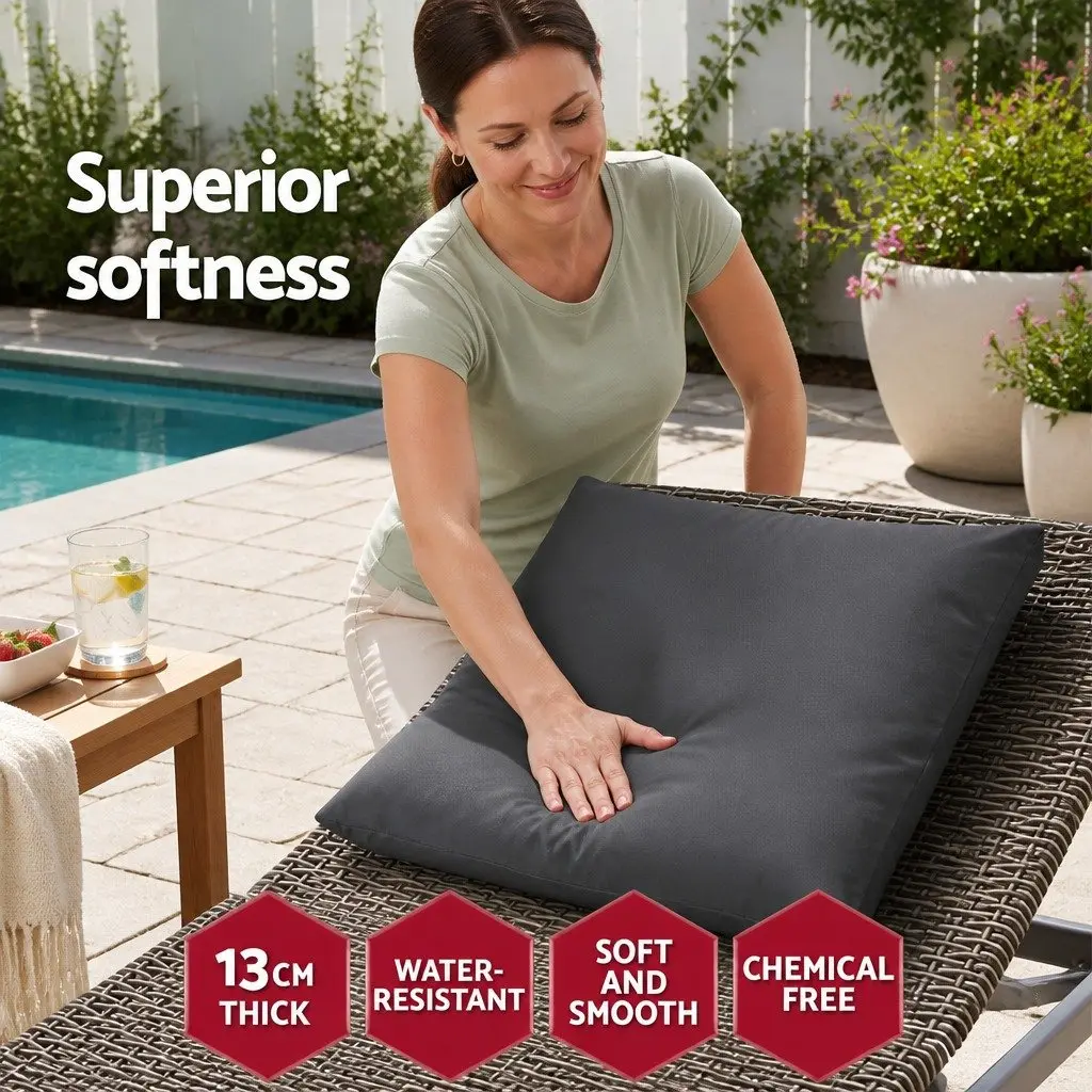 Wicker Lounger Outdoor Furniture Adjustable Armchair Beach Recliner 190cm x 70cm x 75cm