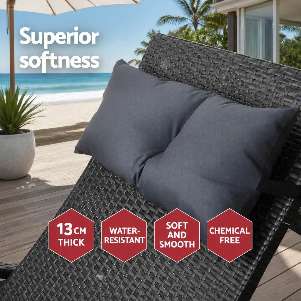 Adjustable Black Wicker Sun Lounge Chair