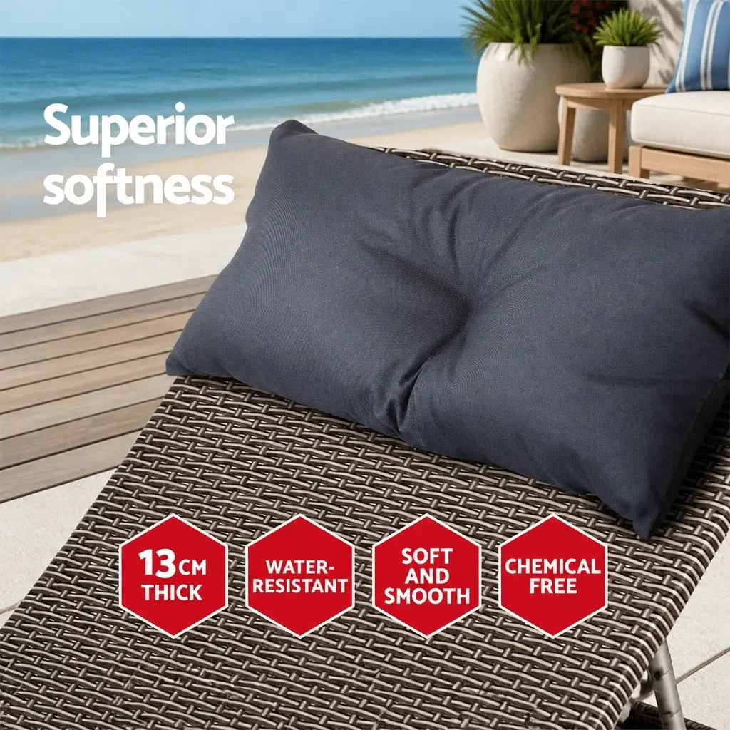 Outdoor Sun Lounge Armchair Adjustable Recliner Beach Lounger Grey Beige 190cm x 70cm x 75cm