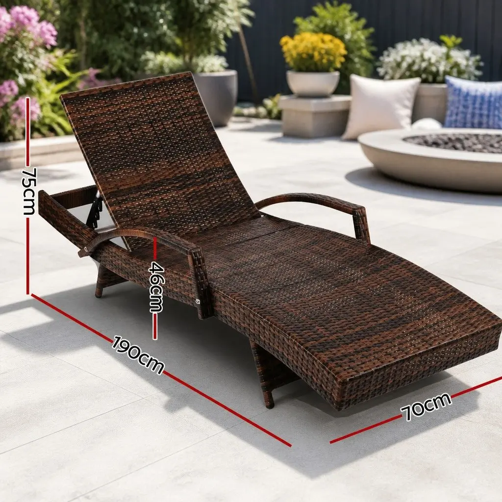 Outdoor Sun Lounge Chair Wicker Lounger Patio Furniture Adjustable Backrest
