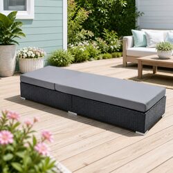 Wicker Sun Lounge with Adjustable Backrest and Cushions