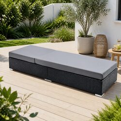 2PC Adjustable Wicker Sun Lounge Outdoor Furniture with Cushion Reclining Day