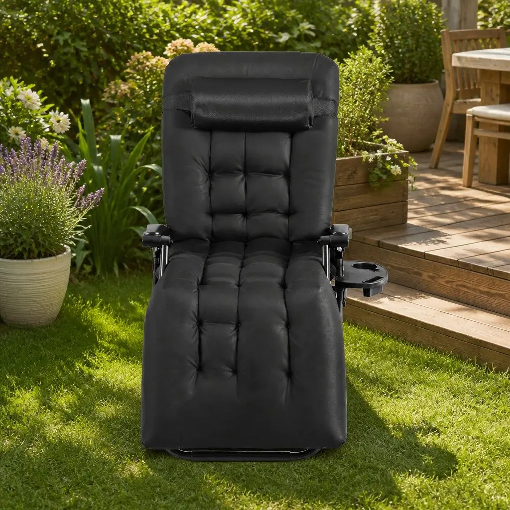 Folding Sun Lounger Outdoor Garden Camping Adjustable Reclining Chair